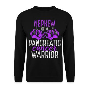 Nephew Pancreatic Cancer Awareness Aunt Uncle - Unisex Sweatshirt - black - Front - Alina (178cm) & Michal (187cm)