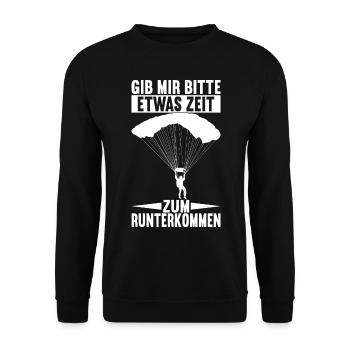 Fallschirmspringer Fallschirmsprung - Unisex Pullover - Schwarz - Vorne - Alina (178cm) & Michal (187cm)