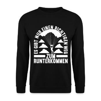 Fallschirmspringer Fallschirmsprung - Unisex Pullover - Schwarz - Vorne - Alina (178cm) & Michal (187cm)