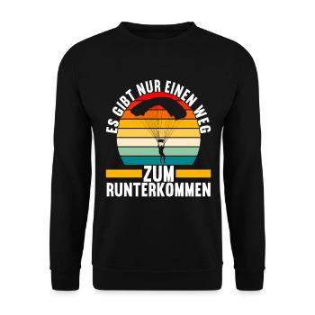 Fallschirmspringer Fallschirmsprung - Unisex Pullover - Schwarz - Vorne - Alina (178cm) & Michal (187cm)