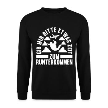 Fallschirmspringer Fallschirmsprung - Unisex Pullover - Schwarz - Vorne - Alina (178cm) & Michal (187cm)
