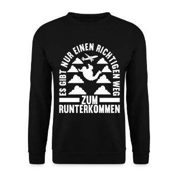 Fallschirmspringer Fallschirmsprung - Unisex Pullover - Schwarz - Vorne - Alina (178cm) & Michal (187cm)