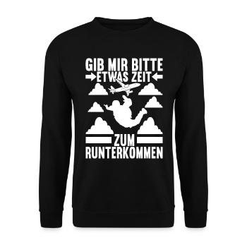 Fallschirmspringer Fallschirmsprung - Unisex Pullover - Schwarz - Vorne - Alina (178cm) & Michal (187cm)