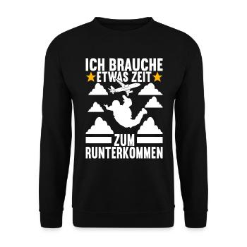Fallschirmspringer Fallschirmsprung - Unisex Pullover - Schwarz - Vorne - Alina (178cm) & Michal (187cm)