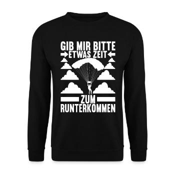 Fallschirmspringer Fallschirmsprung - Unisex Pullover - Schwarz - Vorne - Alina (178cm) & Michal (187cm)