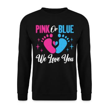 Pink or Blue We Love You Baby Gender Reveal - Unisex Sweatshirt - black - Front - Alina (178cm) & Michal (187cm)