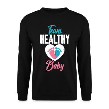 Team Healthy Baby Gender Reveal - Unisex Pullover - Schwarz - Vorne - Alina (178cm) & Michal (187cm)
