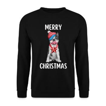 Merry Christmas Lustiges Weihnachtsshirt - Unisex Pullover - Schwarz - Vorne - Alina (178cm) & Michal (187cm)