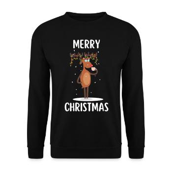 Joyeux Noël Drôle de Chemise de Noël - Sweat-shirt Unisexe - noir - Devant - Alina (178cm) & Michal (187cm)