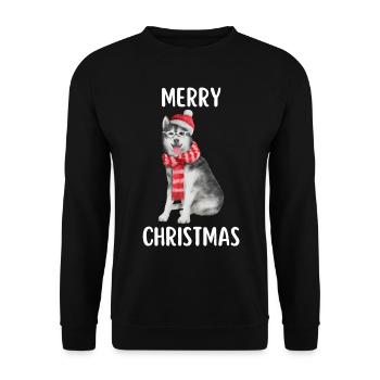 Merry Christmas Funny Christmas Shirt - Unisex Sweatshirt - black - Front - Alina (178cm) & Michal (187cm)