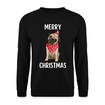 Merry Christmas Funny Christmas Shirt - Unisex Sweatshirt - black - Front - Alina (178cm) & Michal (187cm)