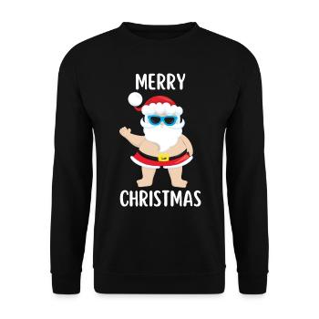 Merry Christmas Funny Christmas Shirt - Unisex Sweatshirt - black - Front - Alina (178cm) & Michal (187cm)