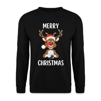 Joyeux Noël Drôle de Chemise de Noël - Sweat-shirt Unisexe - noir - Devant - Alina (178cm) & Michal (187cm)