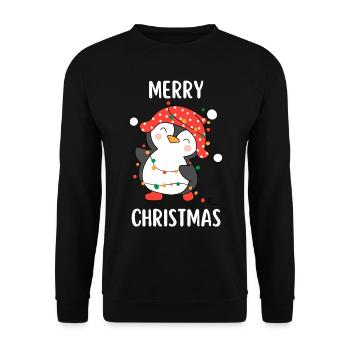 Merry Christmas Funny Christmas Shirt - Unisex Sweatshirt - black - Front - Alina (178cm) & Michal (187cm)