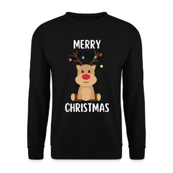 Merry Christmas Funny Christmas Shirt - Unisex Sweatshirt - black - Front - Alina (178cm) & Michal (187cm)