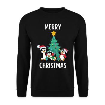 Joyeux Noël Drôle de Chemise de Noël - Sweat-shirt Unisexe - noir - Devant - Alina (178cm) & Michal (187cm)