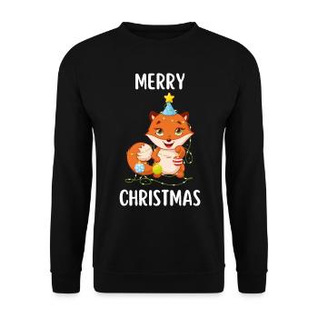 Merry Christmas Funny Christmas Shirt - Unisex Sweatshirt - black - Front - Alina (178cm) & Michal (187cm)