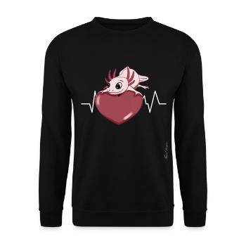 Salamandre à queue d’axolotl avec cœur amphibien à - Sweat-shirt Unisexe - noir - Devant - Alina (178cm) & Michal (187cm)