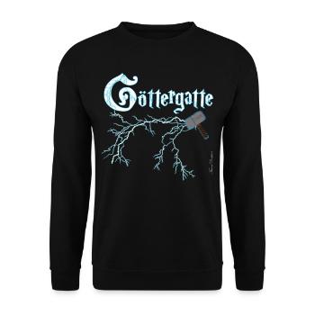Göttergatte ein wahrlich göttlicher Ehemann - Unisex Pullover - Schwarz - Vorne - Alina (178cm) & Michal (187cm)