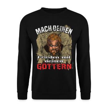 böser Wikinger mach deinen Frieden mit deinen - Unisex Pullover - Schwarz - Vorne - Alina (178cm) & Michal (187cm)