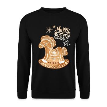 Gingerbread Cheval gingerbread-cheval Noël - Sweat-shirt Unisexe - noir - Devant - Alina (178cm) & Michal (187cm)