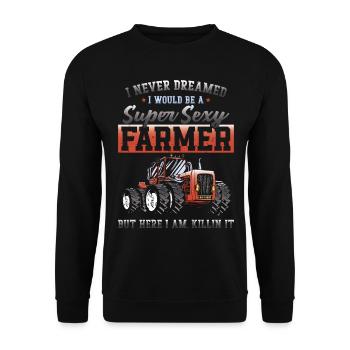 Farming Farmer Vintage Tractor I - Unisex Sweatshirt - black - Front - Alina (178cm) & Michal (187cm)