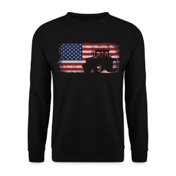 Farming Farmer American Flag Us - Unisex Sweatshirt - black - Front - Alina (178cm) & Michal (187cm)