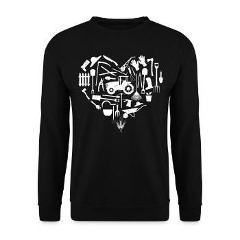 Farming Farmer Heart Tractor - Unisex Sweatshirt - black - Front - Alina (178cm) & Michal (187cm)