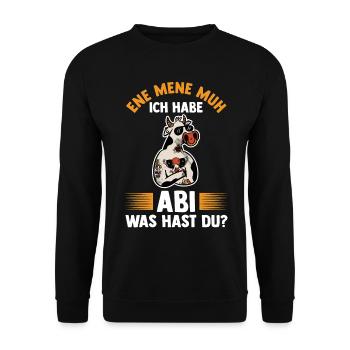 Abitur Abiturient Abifeier Kuh Abi - Unisex Pullover - Schwarz - Vorne - Alina (178cm) & Michal (187cm)