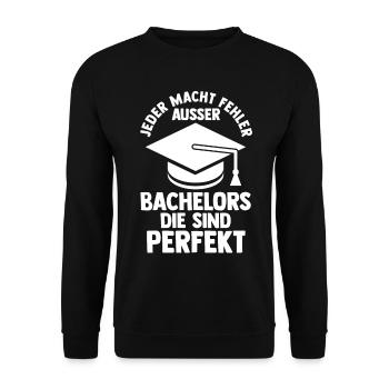 Student Akademiker Kuh Uni Abschlussfeier Bachelor - Unisex Pullover - Schwarz - Vorne - Alina (178cm) & Michal (187cm)