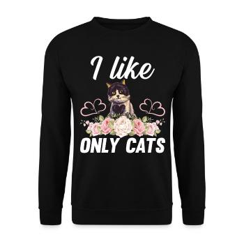 I Like Only Cats - Cat with Flowers Cat Owner Cat - Unisex Sweatshirt - black - Front - Alina (178cm) & Michal (187cm)