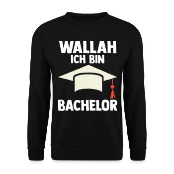 Student Akademiker Uni Abschlussfeier Bachelor - Unisex Pullover - Schwarz - Vorne - Alina (178cm) & Michal (187cm)