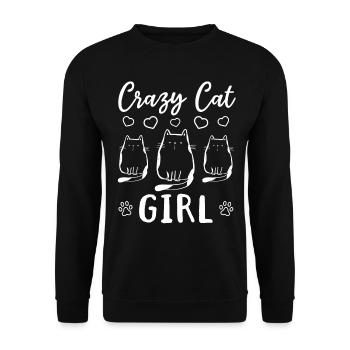Cat Owner Cat Lover Cute Cat Girl - Crazy Cat Girl - Unisex Pullover - Schwarz - Vorne - Alina (178cm) & Michal (187cm)