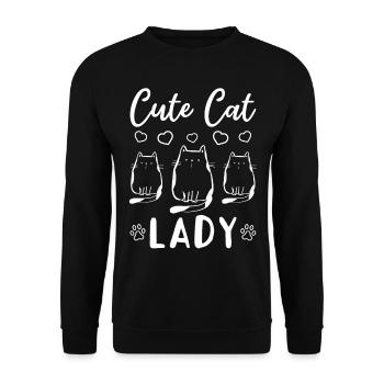 Cat Owner Cat Lover Cute Cat Girl - Cute Cat Lady - Unisex Sweatshirt - black - Front - Alina (178cm) & Michal (187cm)