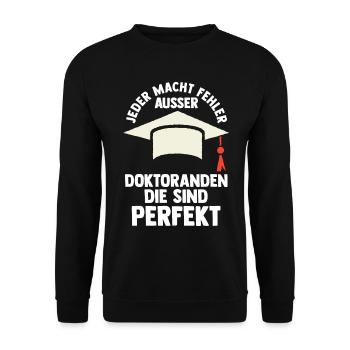 Doktor Abschluss Doktorand Promotion Doktortitel - Unisex Pullover - Schwarz - Vorne - Alina (178cm) & Michal (187cm)