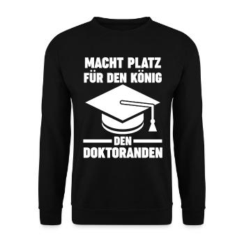 Doktor Abschluss Doktorand König Promotion Doktort - Unisex Pullover - Schwarz - Vorne - Alina (178cm) & Michal (187cm)