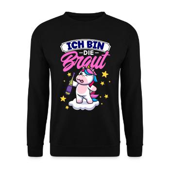 Ich Bin Die Braut Einhorn Jga - Unisex Pullover - Schwarz - Vorne - Alina (178cm) & Michal (187cm)