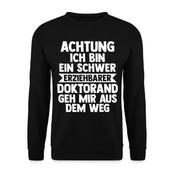 Doktor Abschluss Doktorand Promotion Doktortitel - Unisex Pullover - Schwarz - Vorne - Alina (178cm) & Michal (187cm)