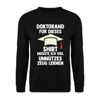 Doktor Abschluss Doktorand Promotion Doktortitel - Unisex Pullover - Schwarz - Vorne - Alina (178cm) & Michal (187cm)