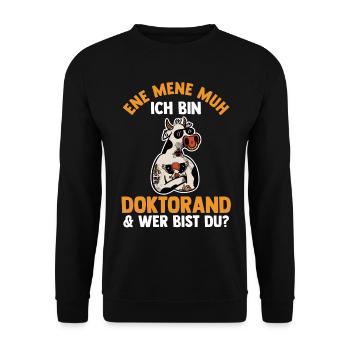 Doktor Abschluss Kuh Doktorand Promotion Doktortit - Unisex Pullover - Schwarz - Vorne - Alina (178cm) & Michal (187cm)