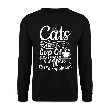 Les chats et une tasse de café qui est le bonheur - Cat Ow - Sweat-shirt Unisexe - noir - Devant - Alina (178cm) & Michal (187cm)