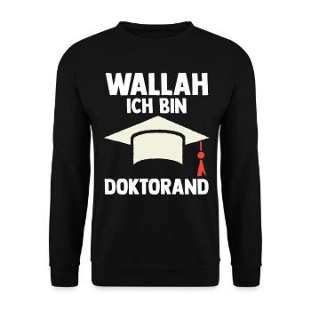 Doktor Abschluss Doktorand Promotion Doktortitel - Unisex Pullover - Schwarz - Vorne - Alina (178cm) & Michal (187cm)