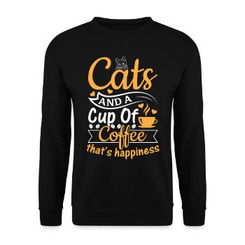 Amoureux des chats - Les chats et une tasse de café qui est Happin - Sweat-shirt Unisexe - noir - Devant - Alina (178cm) & Michal (187cm)