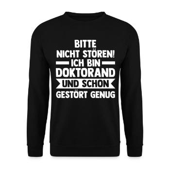 Doktor Abschluss Doktorand Promotion Doktortitel - Unisex Pullover - Schwarz - Vorne - Alina (178cm) & Michal (187cm)