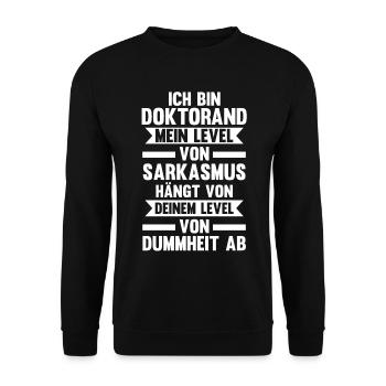 Doktor Abschluss Doktorand Promotion Doktortitel - Unisex Pullover - Schwarz - Vorne - Alina (178cm) & Michal (187cm)