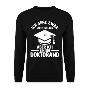 Doktor Abschluss Doktorand Promotion Doktortitel - Unisex Pullover - Schwarz - Vorne - Alina (178cm) & Michal (187cm)