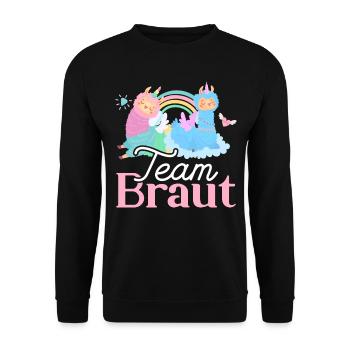 Team Braut ungesellinnen abschied Lama - Unisex Pullover - Schwarz - Vorne - Alina (178cm) & Michal (187cm)