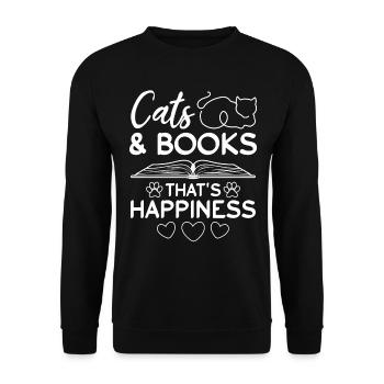 Cats & Books That's Happiness - Book Reading Cat L - Unisex Sweatshirt - black - Front - Alina (178cm) & Michal (187cm)