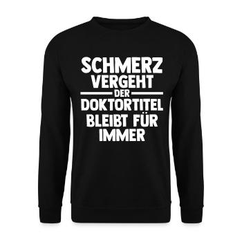 Doktor Abschluss Doktorand Promotion Doktortitel - Unisex Pullover - Schwarz - Vorne - Alina (178cm) & Michal (187cm)