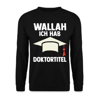Doktor Abschluss Doktorand Promotion Doktortitel - Unisex Pullover - Schwarz - Vorne - Alina (178cm) & Michal (187cm)